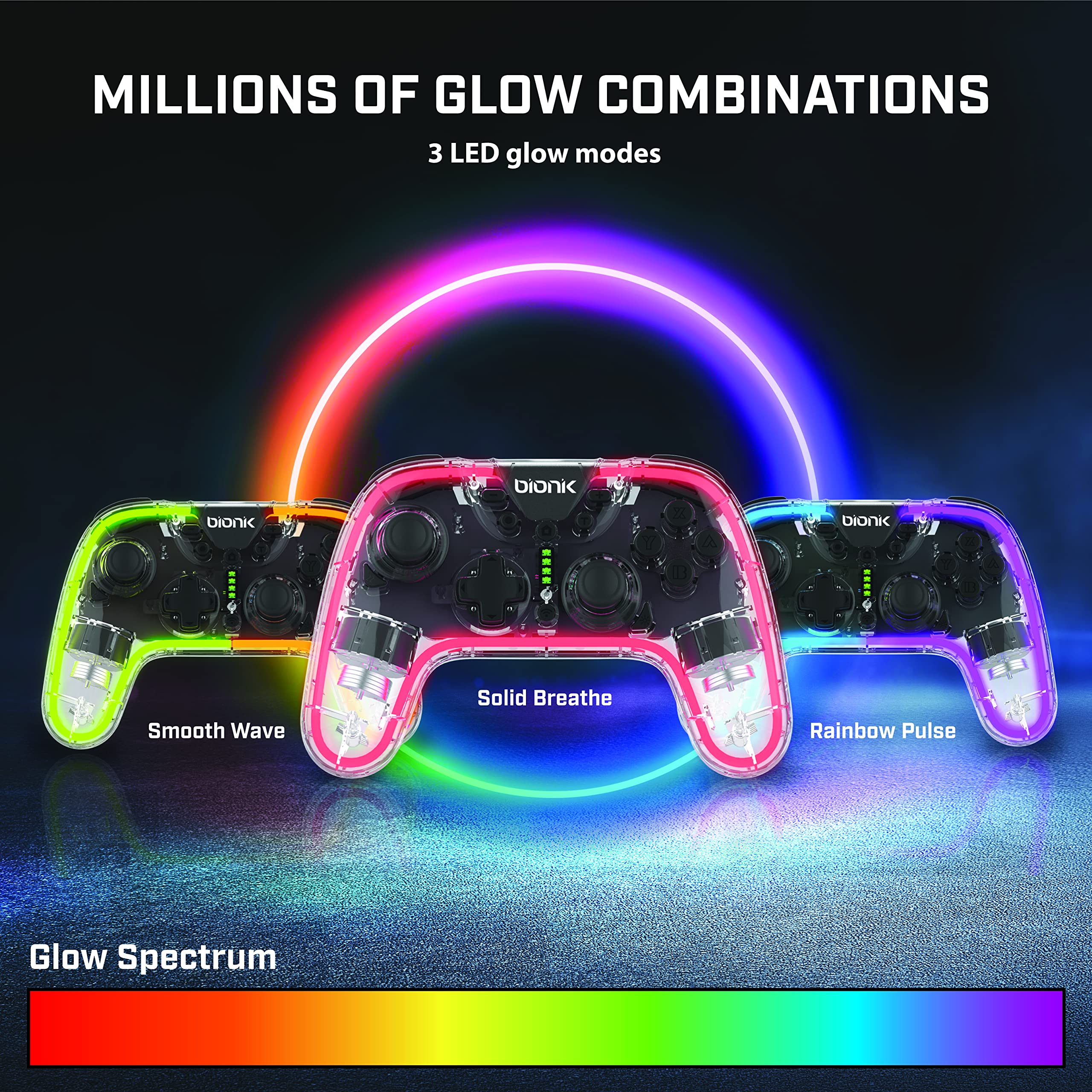 Mando Nintendo Switch Bionik Neoglow Led Rgb InaláMbrico - Efectos luminosos Mando Nintendo Switch Bionik Neoglow Led Rgb InaláMbrico - Efectos luminosos